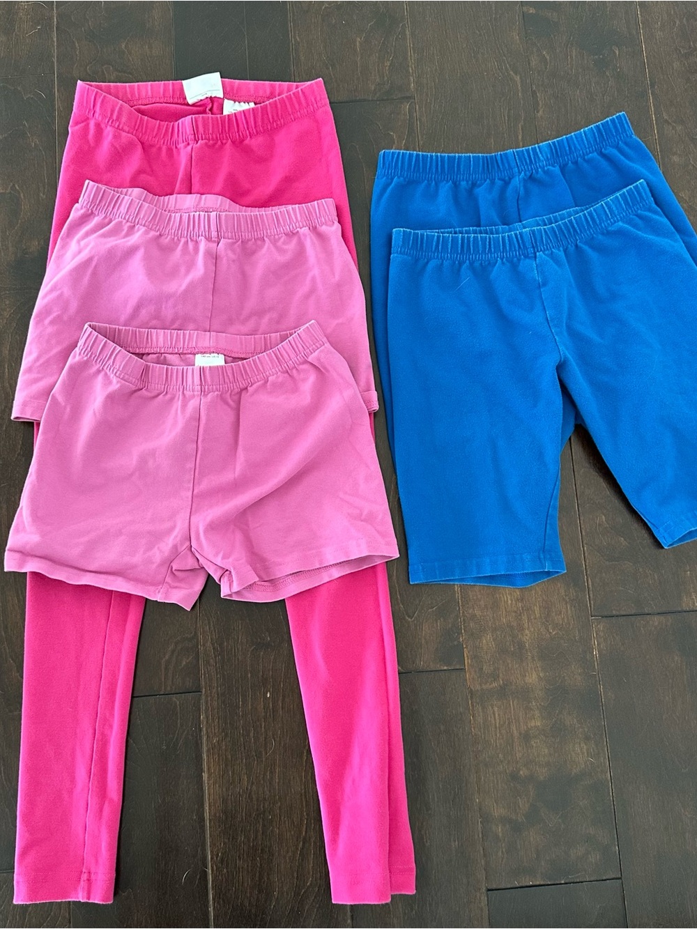 Hanna Andersson Girls Pink & Blue Leggings and Bike Shorts Set